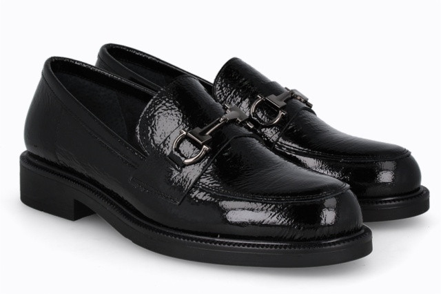 Mocassins en cuir verni- Noir - Lince