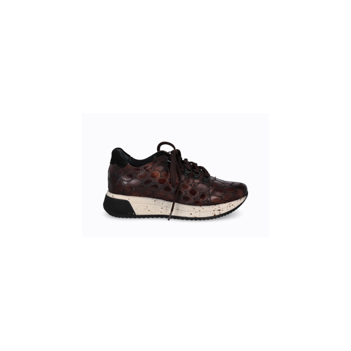 Baskets confortables en cuir effet croco - Marron - Lince