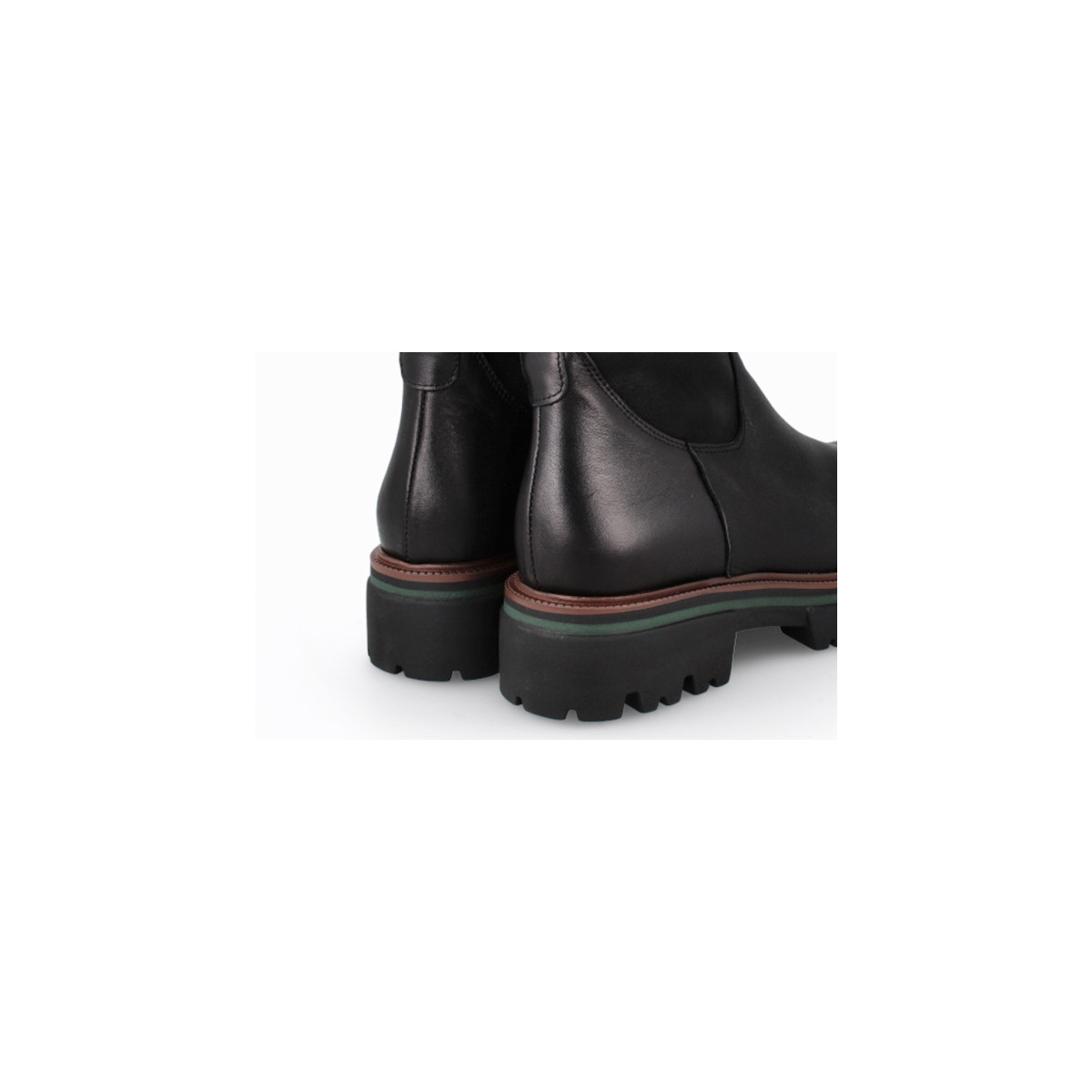 Bottines plateforme en cuir et daim - Noir - Lince