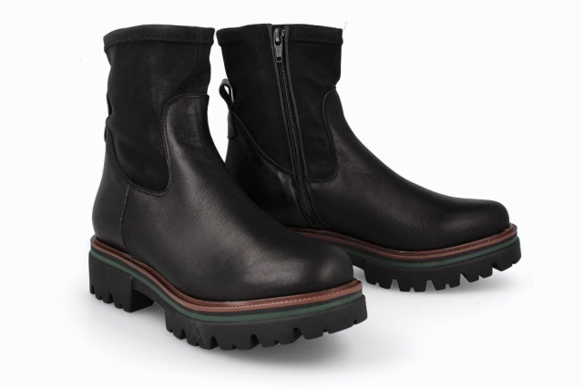 Bottines plateforme en cuir et daim - Noir - Lince