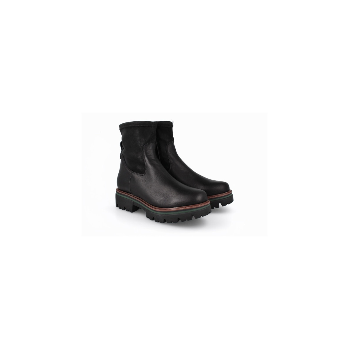 Bottines plateforme en cuir et daim - Noir - Lince