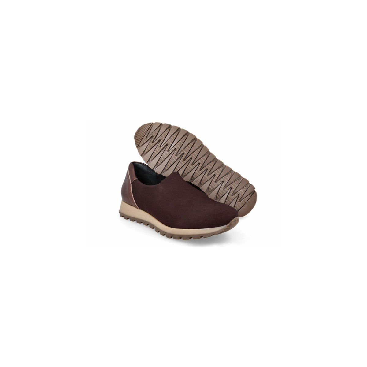 Baskets confortables en lycra élastique - Marron - Lince