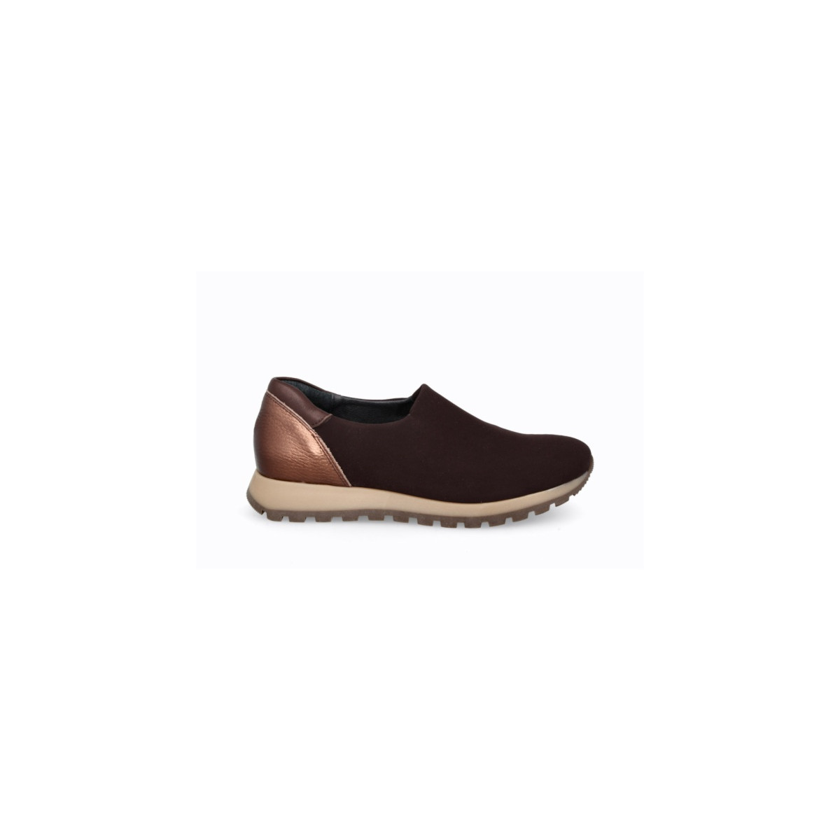 Baskets confortables en lycra élastique - Marron - Lince