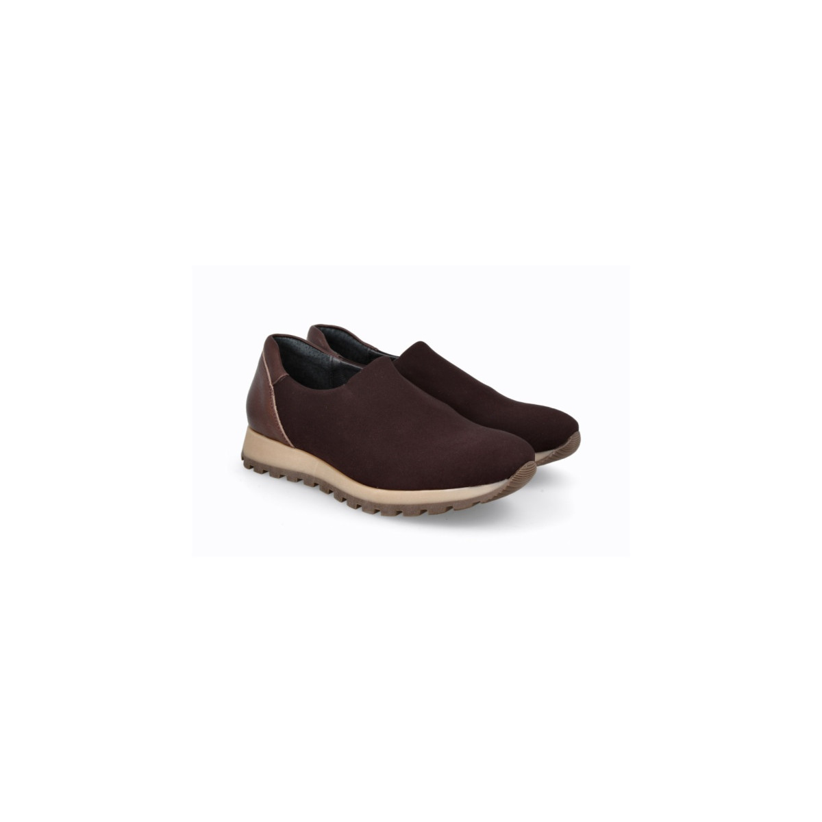 Baskets confortables en lycra élastique - Marron - Lince